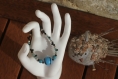 Bracelet céramique-verre bohème-cristal de swarovski turquoise et noir modèle 