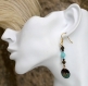 Boucles d'oreilles emaux-verre turquoise-bronze et or modèle 