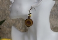 Boucles d'oreilles pendants tchèques-oeil de tigre-verre de bohème marron et jaune modèle 