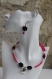 Parure ras-du-cou pendentif et boucles d'oreilles pierre de lave-perles semi-précieuses et bois rose modèle 