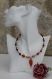 Ras-du-cou pendentif verre-cristal de swarovski-bohème-perles graines-perles cloisonnées à la couleur dominante rouge modèle 