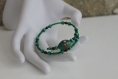 Bracelet s (monté sur fil à mémoire de forme) en perles de verre-perles de bois en dégradé de vert modèle 