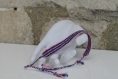 Bracelet brésilien en coton dmc crocheté main bleu et rose modèle 