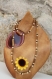 Parure collier et bracelet pour homme-noix de coco-perles de rocaille aux couleurs marron-dorée-beige modèle 