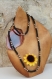 Parure collier et bracelet pour homme en noix de coco aux couleurs noire et marron modèle 