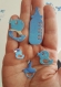 Lot de 50  découpes scrapbooking  die cuts- bébé - bleu marbré   thème bébé