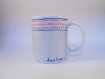 Soldes -15% - mug porcelaine blanc - Écharpe bleue et rose 