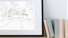 Illustration maison bord de mer, décoration chambre bord de mer, dessin maison bretonne, souvenir de bretagne, poster maison bord de mer