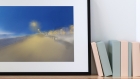 Illustration saint jean de monts, bord de mer plage, illustration mer nuit, impression coucher de soleil, tempête de sable, affiche vendée