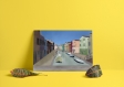 Affiche ville italienne, dessin burano italie, décoration thème voyage, poster italie multicolore, décoration ville italie, souvenir italie