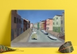 Illustration a3 affiche ville italienne, dessin burano italie, décoration thème voyage, poster italie multicolore, décoration ville italie, souvenir italie