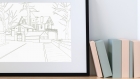 Illustration a3 illustration maison bord de mer, décoration chambre bord de mer, dessin maison bretonne, souvenir de bretagne, poster maison bord de mer