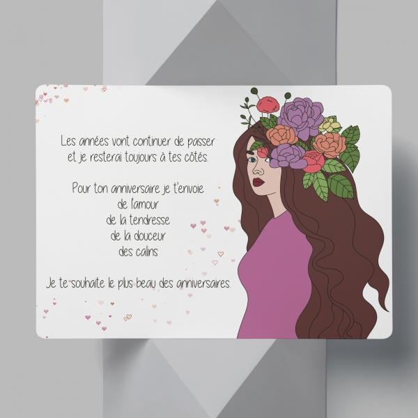 Carte anniversaire femme, carte anniversaire amie, carte de voeux