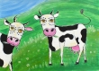 Vaches - peinture graphique à l'acrylique sur papier