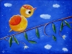 Petit oiseau sur la branche - peinture personnalisable à l'acrylique sur bois