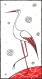Cigogne rouge et blanche - peinture graphique à l'acrylique sur papier