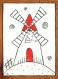 Moulin rouge et blanc - peinture graphique à l'acrylique sur papier