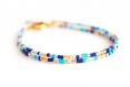 Bracelet 2 rangs perles bleu & or galactic