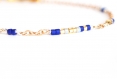 Fin bracelet plaqué or & perles bleu