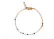 Fin bracelet plaqué or & perles bleu