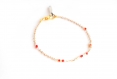 Fin bracelet plaqué or & perles rouge