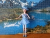 Vêtement robe bleue pour poupée mannequin barbie