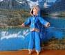Vêtement combi-pantalon laine bleu pour poupée mannequin barbie
