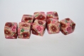 Perles cubes en polymère 12x13mm tons orange et rose