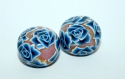 Deux perles forme rondelle / roses marine fond vieux rose