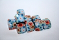 Perles cubes en polymère 12mm tons orange et rose