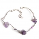 Bracelet tissé améthyste pierres naturelles et fluorite violette et argent