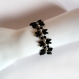 Bracelet soirée perles swarovski blanches perles verre noir