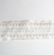 2 m dentelle blanche fantaisie perles irisées sur organza et fil d'argent