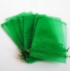 Sachet pochette cadeau organza vert vif 15 x 10 cm - lot de 12 