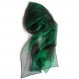 Long foulard écharpe mousseline de soie dégradé vert sapin peint main 180cm