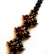 Bracelet soirée perles tissées verre noir rouge et or