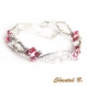 Bracelet swarovski perles nacrées tissées cristal swarovski rouge et cristal et argent