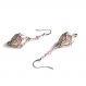 Boucles d'oreilles perles tissées forme boules perlées swarovski rose et gris