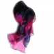 Foulard écharpe long mousseline de soie dégradé rose violet peint main 180cm