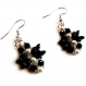 Boucles d'oreilles perles tissées swarovski blanches et perles de verre noires