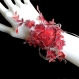 Bracelet  accessoire de mariée manchette dentelle rouge et strass