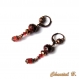 Boucles d'oreilles dormeuses bronze perles facettées verre marron cuivré et perles swarovski orange