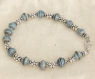 Bracelet perles de papier bleu/beige