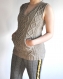 Tricot - pull irlandais sans manches pour femme ( taille s) fait main en laine mérinos française