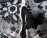 Trousse souple tissu coton imprimé noir/blanc 27x13cm 17cmhauteur