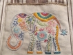 Sac besace femme toile à matelas décor éléphant 30x28 cm