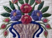 Tableau 38x38 cm fleurs patchwork déco murale rose/bleu