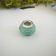 Perle pour bracelet de charm's en papier imprimé vert tendre et argent 925