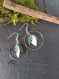 Boucles d'oreilles argent et papier, modèle boucle pétale vert