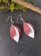 Boucles d'oreilles argent et papier, modèle pétale rouge